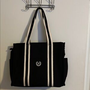 Victoria's Secret Black Tote with White Straps